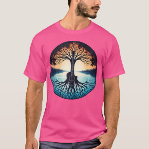 Akustischer Gitarrenbaum am See T-Shirt