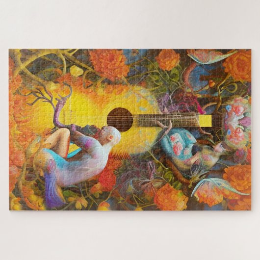 Akustischer Gitarrenbaum mit dem Menschen Puzzle (Horizontal)