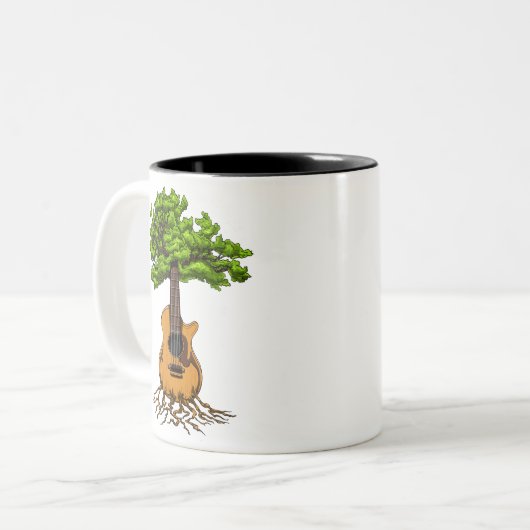 Akustischer Gitarrenbaum Zweifarbige Tasse (Vorderseite Links)