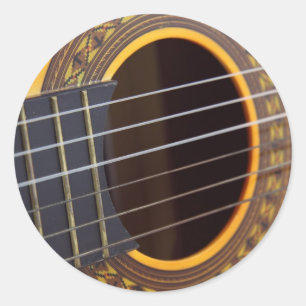 Akustischer Gitarrenhintergrund Runder Aufkleber