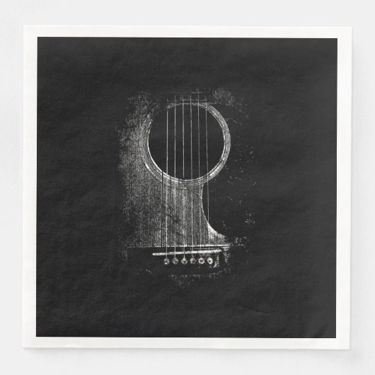 Akustischer Gitarrenspieler Six String Rock & Roll Serviette (Vorderseite)