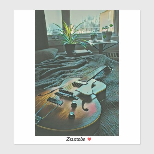 Akustischer Gitarrist Aufkleber (Blatt)