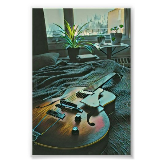 Akustischer Gitarrist Fotodruck (Vorne)