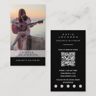 Akustischer Gitarrist Musiker Foto QR Code Visitenkarte