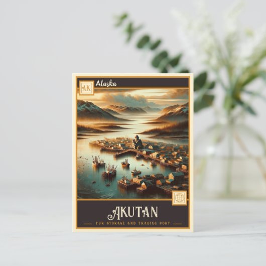Akutan, Alaska | Vintage Postkarte (Stehend Vorderseite)