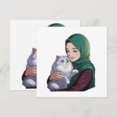 Akute Mädchenkatze niedlich Einladung (Vorne/Hinten)