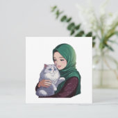 Akute Mädchenkatze niedlich Einladung (Stehend Vorderseite)