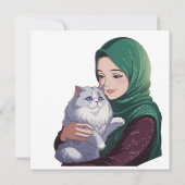 Akute Mädchenkatze niedlich Einladung (Rückseite)