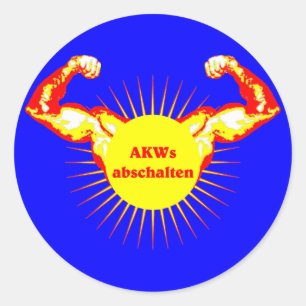 AKW AKWs abschalten Atomkraft Runder Aufkleber