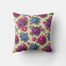 Akzent der botanischen Rose im altmodischen Stil Kissen