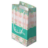 Akzent des rosa Blumenmusters Kleine Geschenktüte (Vorderseite Schrägansicht)