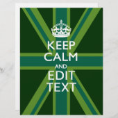 Akzent Grün Behalt Calm und Ihr Text Union Jack (Vorne/Hinten)