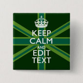 Akzent Grün Behalt Calm und Ihr Text Union Jack Button (Vorderseite)