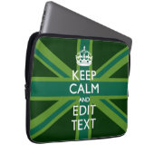 Akzent Grün Behalt Calm und Ihr Text Union Jack Laptopschutzhülle (Vorne Rechts)