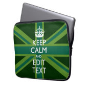 Akzent Grün Behalt Calm und Ihr Text Union Jack Laptopschutzhülle (Vorderseite Links)