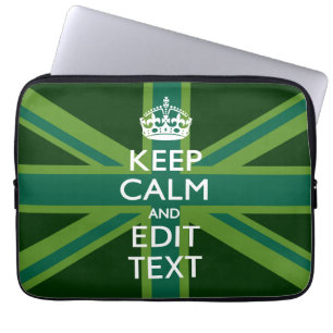 Akzent Grün Behalt Calm und Ihr Text Union Jack Laptopschutzhülle