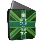 Akzent Grün Behalt Calm und Ihr Text Union Jack Laptopschutzhülle (Vorne Rechts)