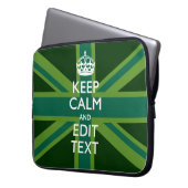Akzent Grün Behalt Calm und Ihr Text Union Jack Laptopschutzhülle (Vorderseite Links)