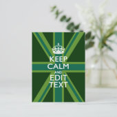 Akzent Grün Behalt Calm und Ihr Text Union Jack Postkarte (Stehend Vorderseite)
