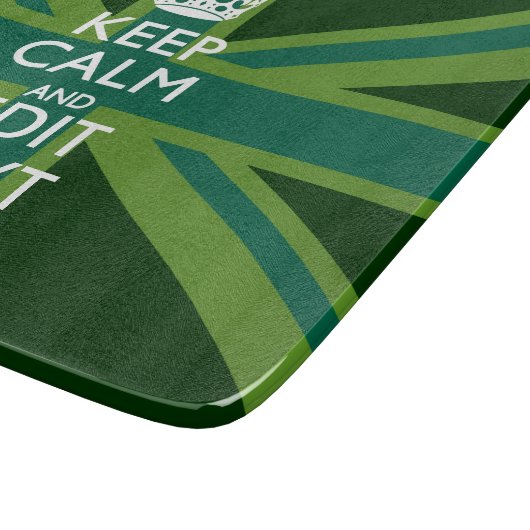 Akzent Grün Behalt Calm und Ihr Text Union Jack Schneidebrett (Ecke)