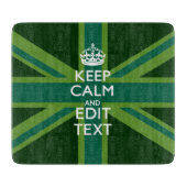 Akzent Grün Behalt Calm und Ihr Text Union Jack Schneidebrett (Vorderseite)