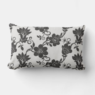Akzent im Freien Pillow-Black-Blume Außenpfanne Kissen Für Draußen