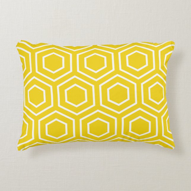 Akzent Pillow - Lemon Yellow Hexagon Muster Dekokissen (Vorderseite)