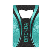 Akzent Türkis- und Schwarz-Geometrisches Design Geldbeutel Flaschenöffner (Vorderseite)