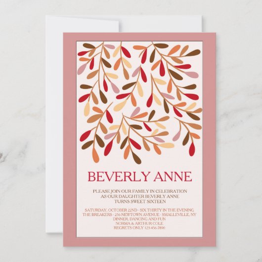 Akzent Verlasst 16 . Geburtstag Einladung (Vorderseite)