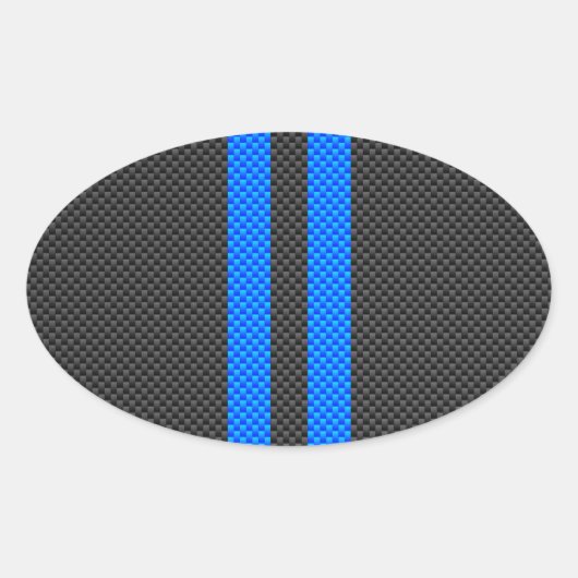 Akzentblaue Racing-Streifen für Kohlenstofffaser Ovaler Aufkleber (Vorderseite)