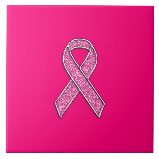 Akzente Chrome Glitzer Stil Rosa Band Bewusstsein Fliese (Vorderseite)