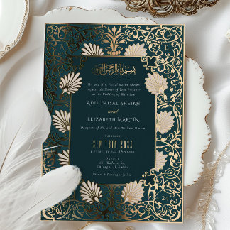 Akzente der Hochzeit von muslimischen Aquamarin- u Folieneinladung