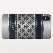 Akzente der metallischen hellgrauen schwarzen Dama Case-Mate iPhone Hülle (Rückseite (Horizontal))