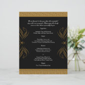 Akzente Hochzeitsmenü für Schwarz und Gold Scroll (Stehend Vorderseite)