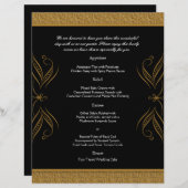 Akzente Hochzeitsmenü für Schwarz und Gold Scroll (Vorne/Hinten)