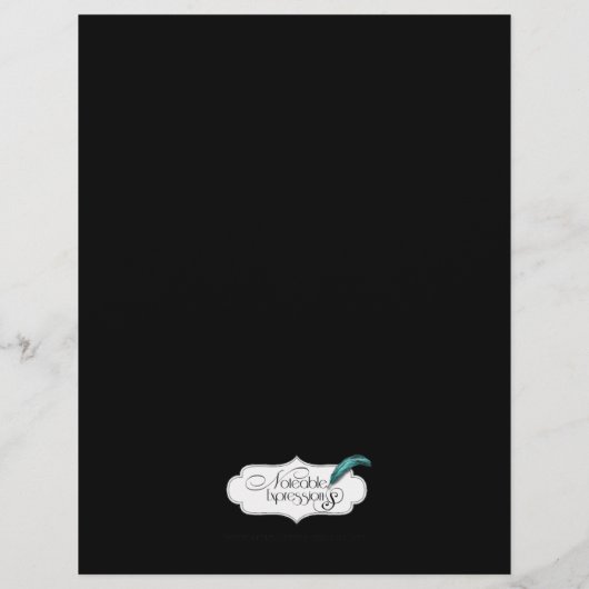 Akzente Hochzeitsmenü für Schwarz und Gold Scroll (Rückseite)