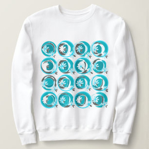 Akzente Kreise Hintergrund Blume Aquamarin weiß Sweatshirt