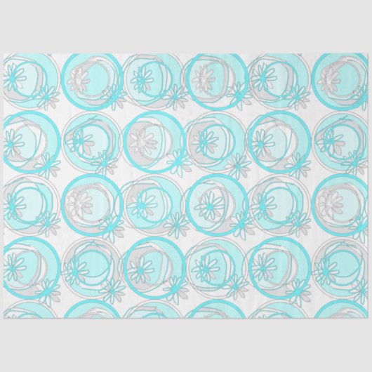Akzente Kreise Hintergrund Blume Türkis Weiß Seidenpapier (Vorderseite)