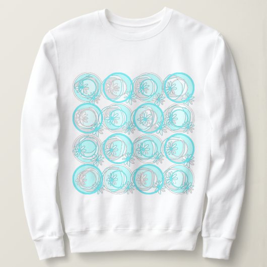 Akzente Kreise Hintergrund Blume Türkis Weiß Sweatshirt (Design vorne)