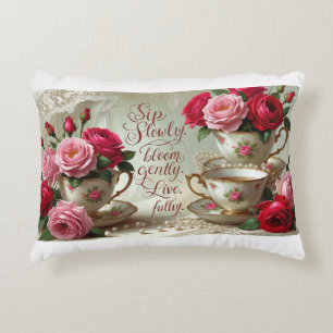 Akzente Pillow - Teacups und Rose Dekokissen