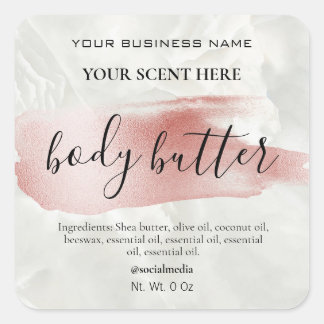 Akzente Rose Gold Body Butter Labels Quadratischer Aufkleber