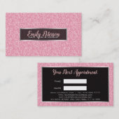 Akzente zwischen rosa Glitzer und schwarzem Silber Terminkarte (Vorne/Hinten)