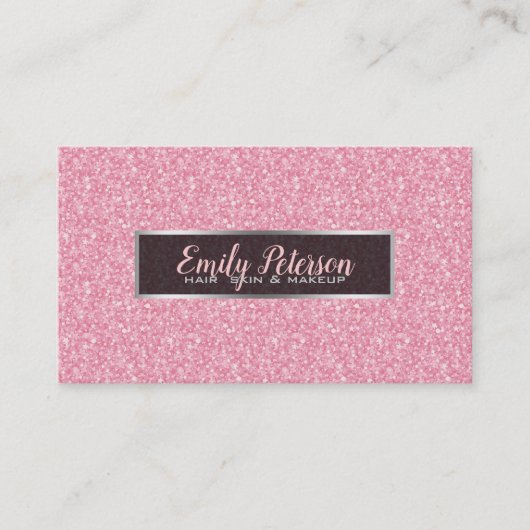 Akzente zwischen rosa Glitzer und schwarzem Silber Terminkarte (Vorderseite)