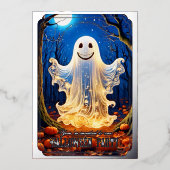 Akzentes Ghoful Glow Halloween Silber Folieneinladung (Vorderseite)