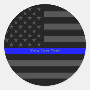 Akzentes Thin Blue Line Personalisiert Black US-Fl Runder Aufkleber