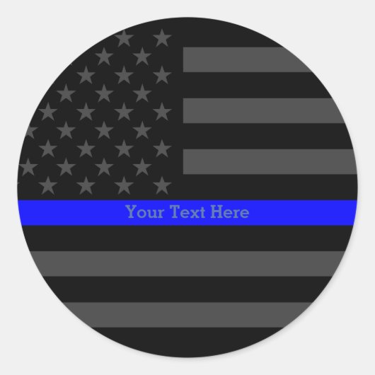 Akzentes Thin Blue Line Personalisiert Black US-Fl Runder Aufkleber (Vorderseite)