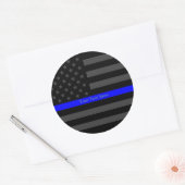 Akzentes Thin Blue Line Personalisiert Black US-Fl Runder Aufkleber (Umschlag)