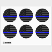 Akzentes Thin Blue Line Personalisiert Black US-Fl Runder Aufkleber (Blatt)
