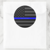 Akzentes Thin Blue Line Personalisiert Black US-Fl Runder Aufkleber (Tasche)
