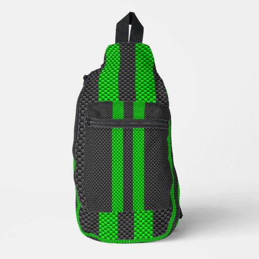Akzentgrüne Racing Stripes im Faserverbund Crossbody Bag (Vorderseite)